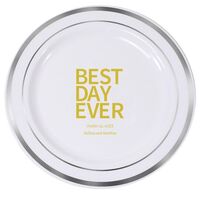 Bold Best Day Ever Premium Banded Plastic Plates
