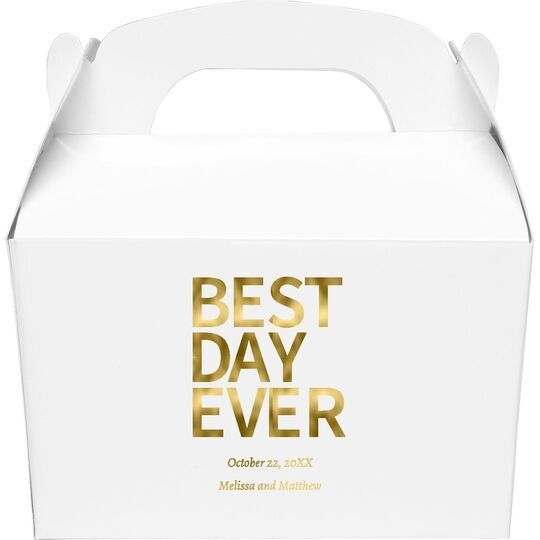 Bold Best Day Ever Gable Favor Boxes