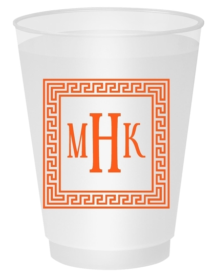 Greek Key Border with Monogram Shatterproof Cups