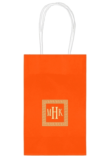 Greek Key Border with Monogram Medium Twisted Handled Bags