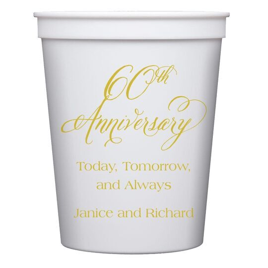 Elegant 60th Anniversary Stadium Cups