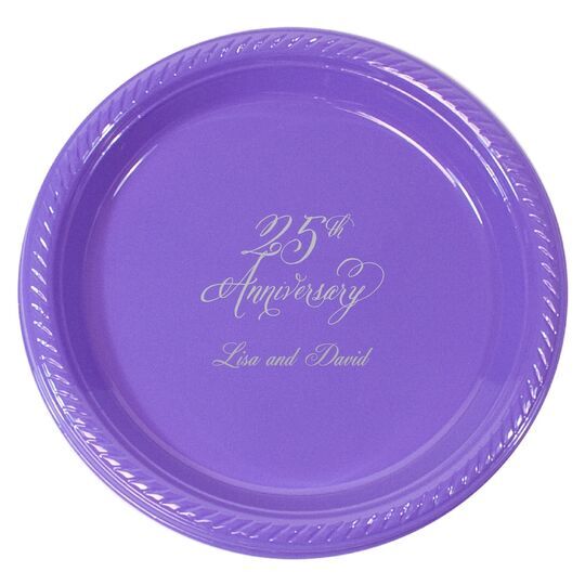 Elegant 25th Anniversary Plastic Plates