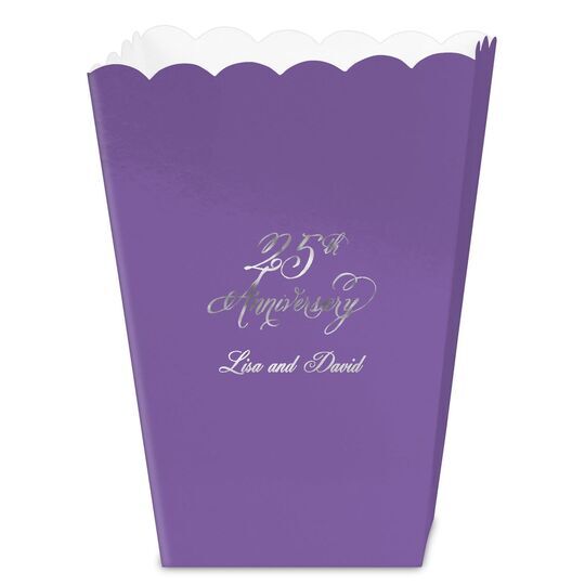 Elegant 25th Anniversary Mini Popcorn Boxes