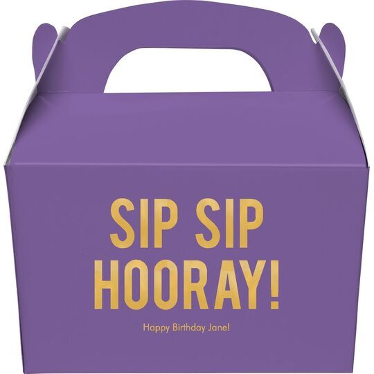 Bold Sip Sip Hooray Gable Favor Boxes