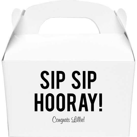 Bold Sip Sip Hooray Gable Favor Boxes