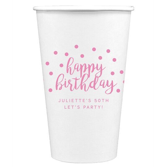 Confetti Dots Happy Birthday Paper Coffee Cups