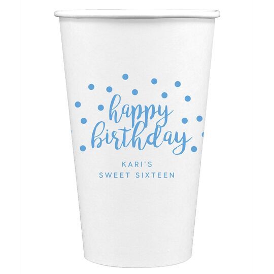 Confetti Dots Happy Birthday Paper Coffee Cups