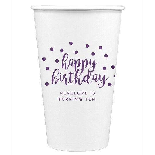 Confetti Dots Happy Birthday Paper Coffee Cups