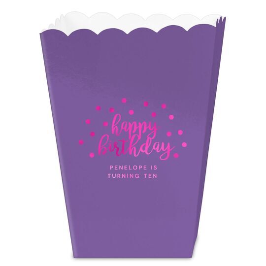 Confetti Dots Happy Birthday Mini Popcorn Boxes