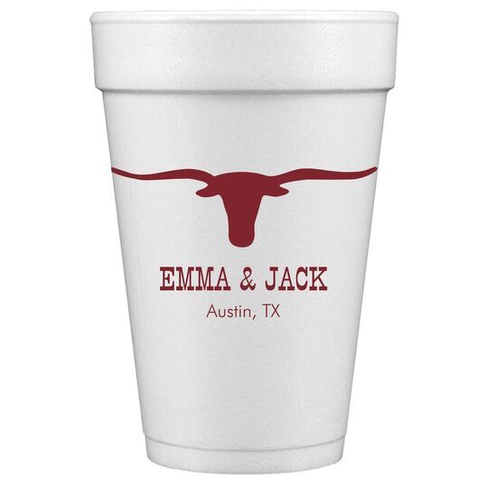 Longhorn Styrofoam Cups