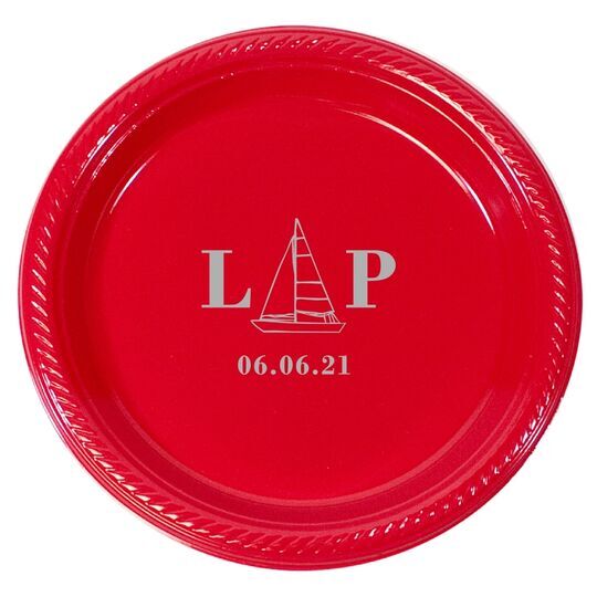 Sailboat Initials Plastic Plates