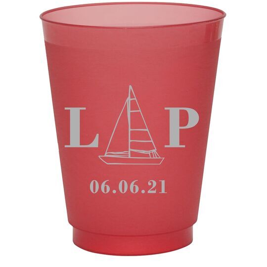 Sailboat Initials Colored Shatterproof Cups