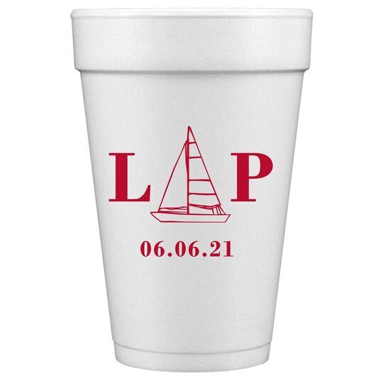 Sailboat Initials Styrofoam Cups