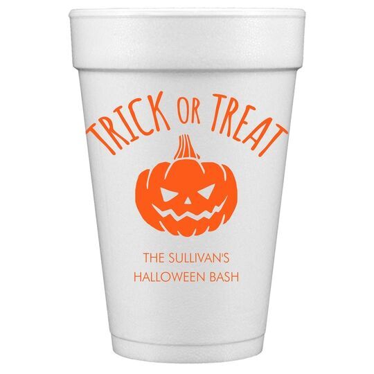 Trick or Treat Pumpkin Styrofoam Cups