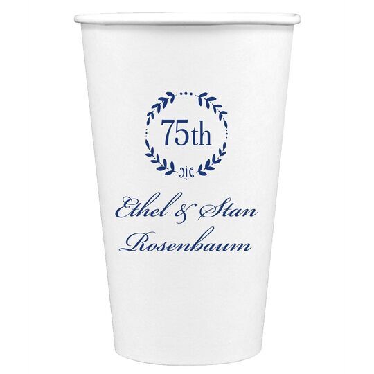 75th Wreath Paper Coffee Cups