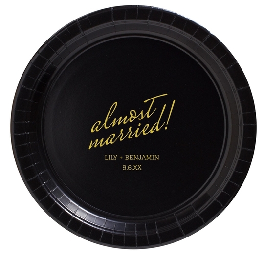 Expressive Script Almost Married Paper Plates