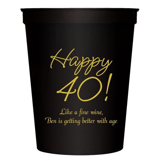 Elegant Happy 40th Stadium Cups