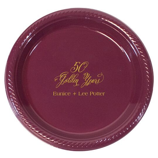 Elegant 50 Golden Years Plastic Plates