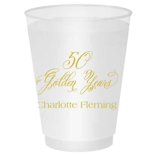 Elegant 50 Golden Years Shatterproof Cups