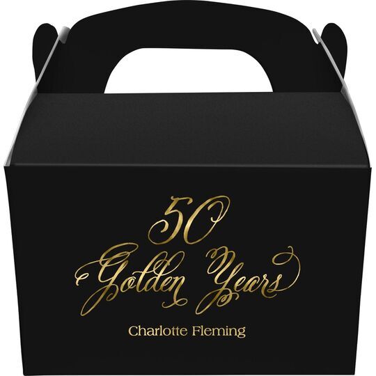 Elegant 50 Golden Years Gable Favor Boxes