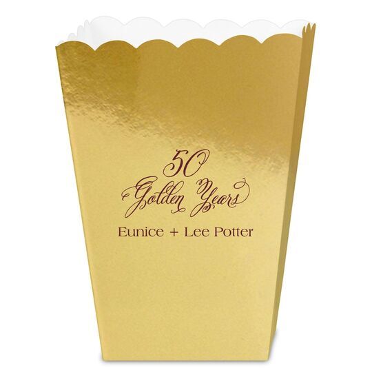 Elegant 50 Golden Years Mini Popcorn Boxes