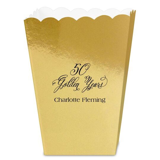 Elegant 50 Golden Years Mini Popcorn Boxes