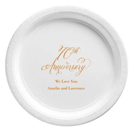 Elegant 70th Anniversary Paper Plates