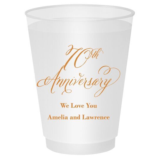 Elegant 70th Anniversary Shatterproof Cups