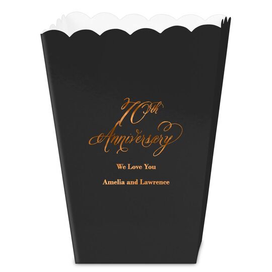 Elegant 70th Anniversary Mini Popcorn Boxes