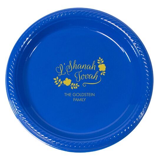 Floral L'Shanah Tovah Plastic Plates