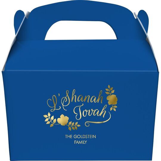 Floral L'Shanah Tovah Gable Favor Boxes