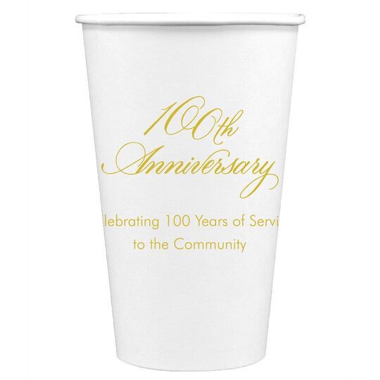 Elegant 100th Anniversary Paper Coffee Cups