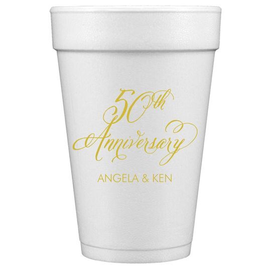 Custom Gold Monogram Styrofoam Cups