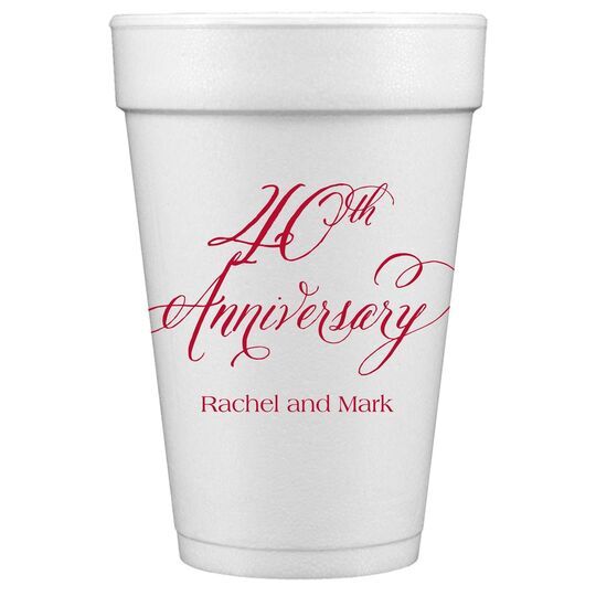 Elegant 40th Anniversary Styrofoam Cups