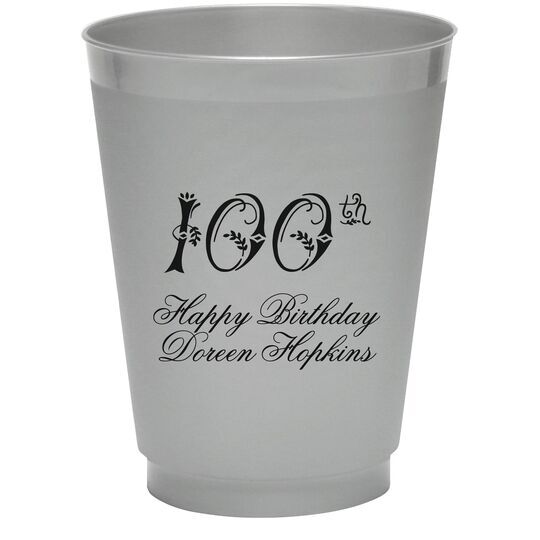 Elegant 100th Scroll Colored Shatterproof Cups