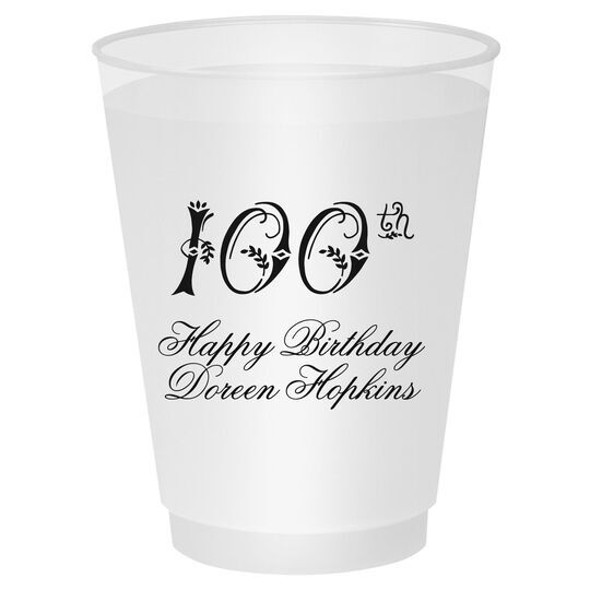 Elegant 100th Scroll Shatterproof Cups