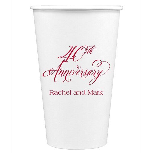 Elegant 40th Anniversary Paper Coffee Cups