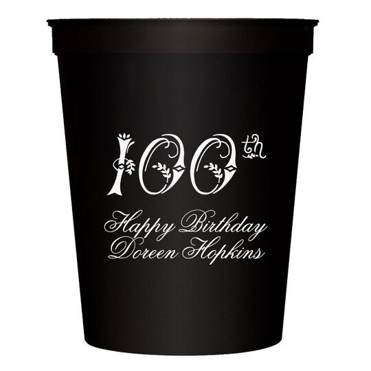 Elegant 100th Scroll Stadium Cups