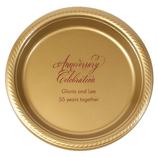 Elegant Anniversary Celebration Plastic Plates