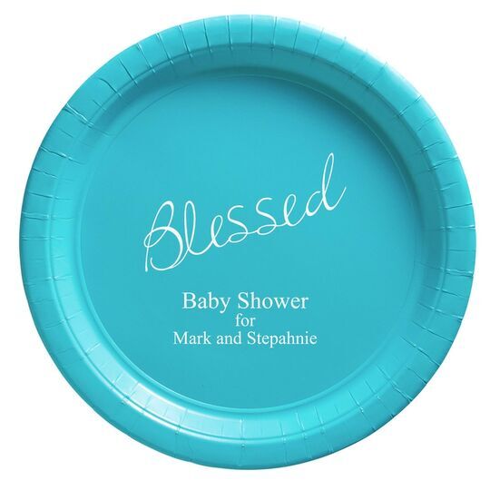 Expressive Script Blessed Paper Plates