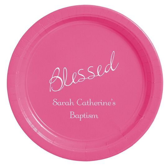 Expressive Script Blessed Paper Plates