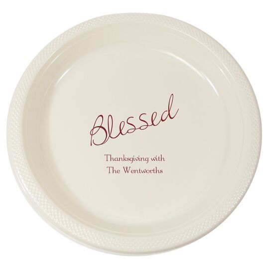 Expressive Script Blessed Plastic Plates