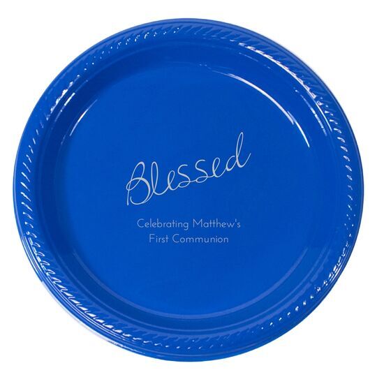 Expressive Script Blessed Plastic Plates