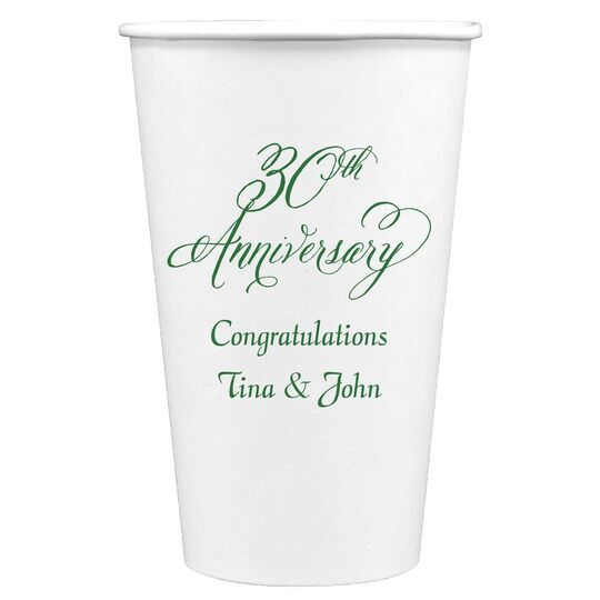 Elegant 30th Anniversary Paper Coffee Cups