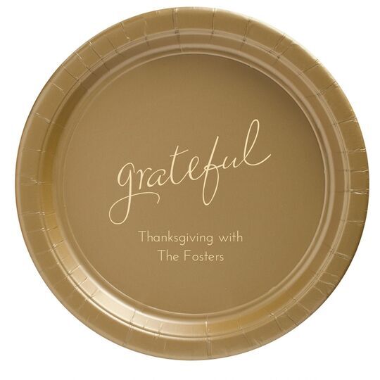 Expressive Script Grateful Paper Plates