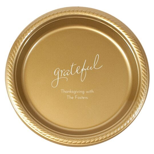 Expressive Script Grateful Plastic Plates