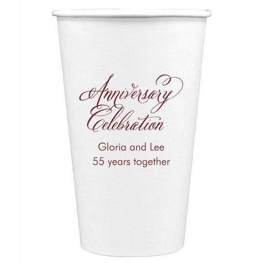 Elegant Anniversary Celebration Paper Coffee Cups