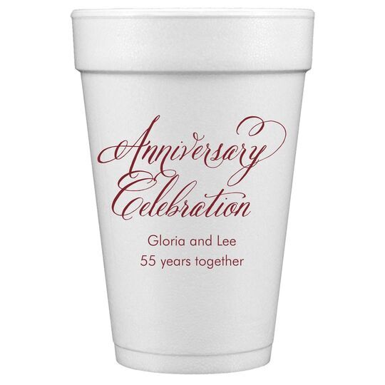 Elegant Anniversary Celebration Styrofoam Cups