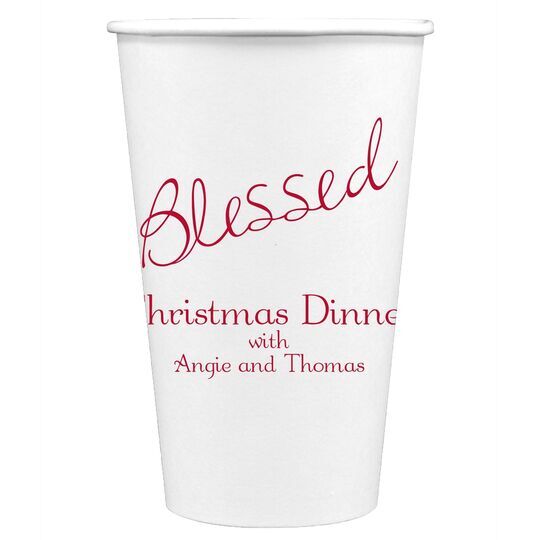 Expressive Script Blessed Paper Coffee Cups