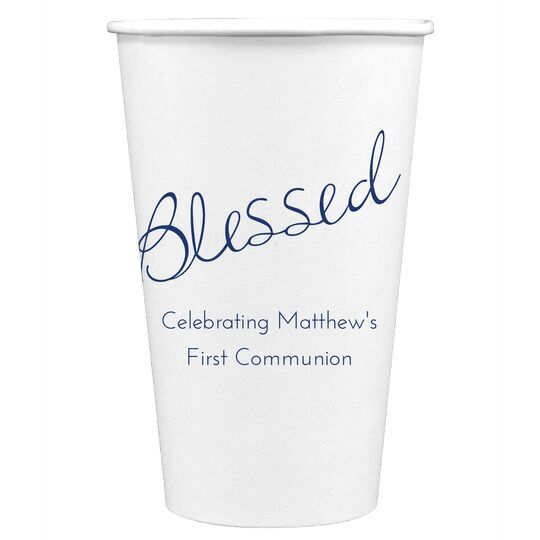 Expressive Script Blessed Paper Coffee Cups